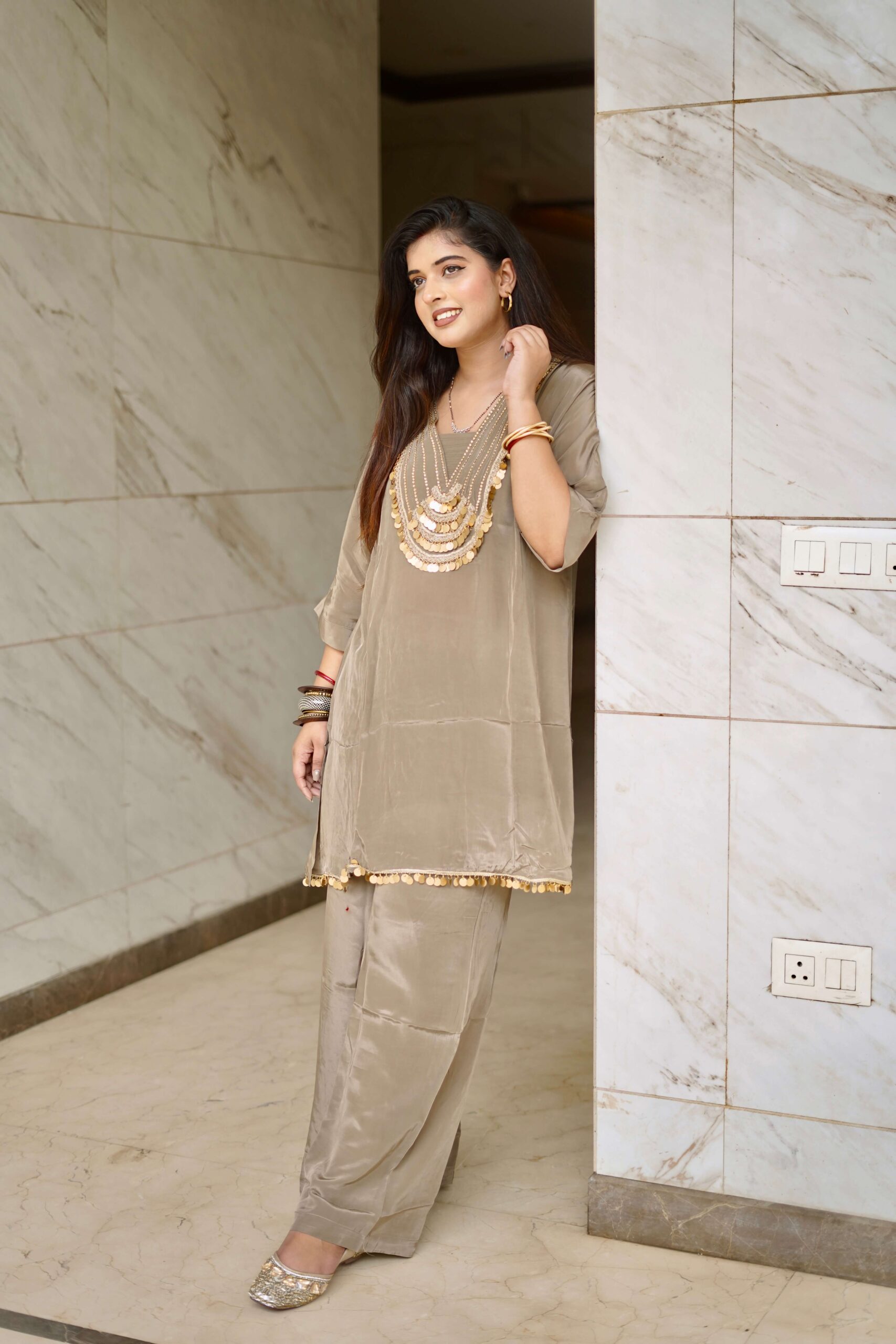 Luxe Satin Co-ord Set by Sarwadhya Couture - Image 5