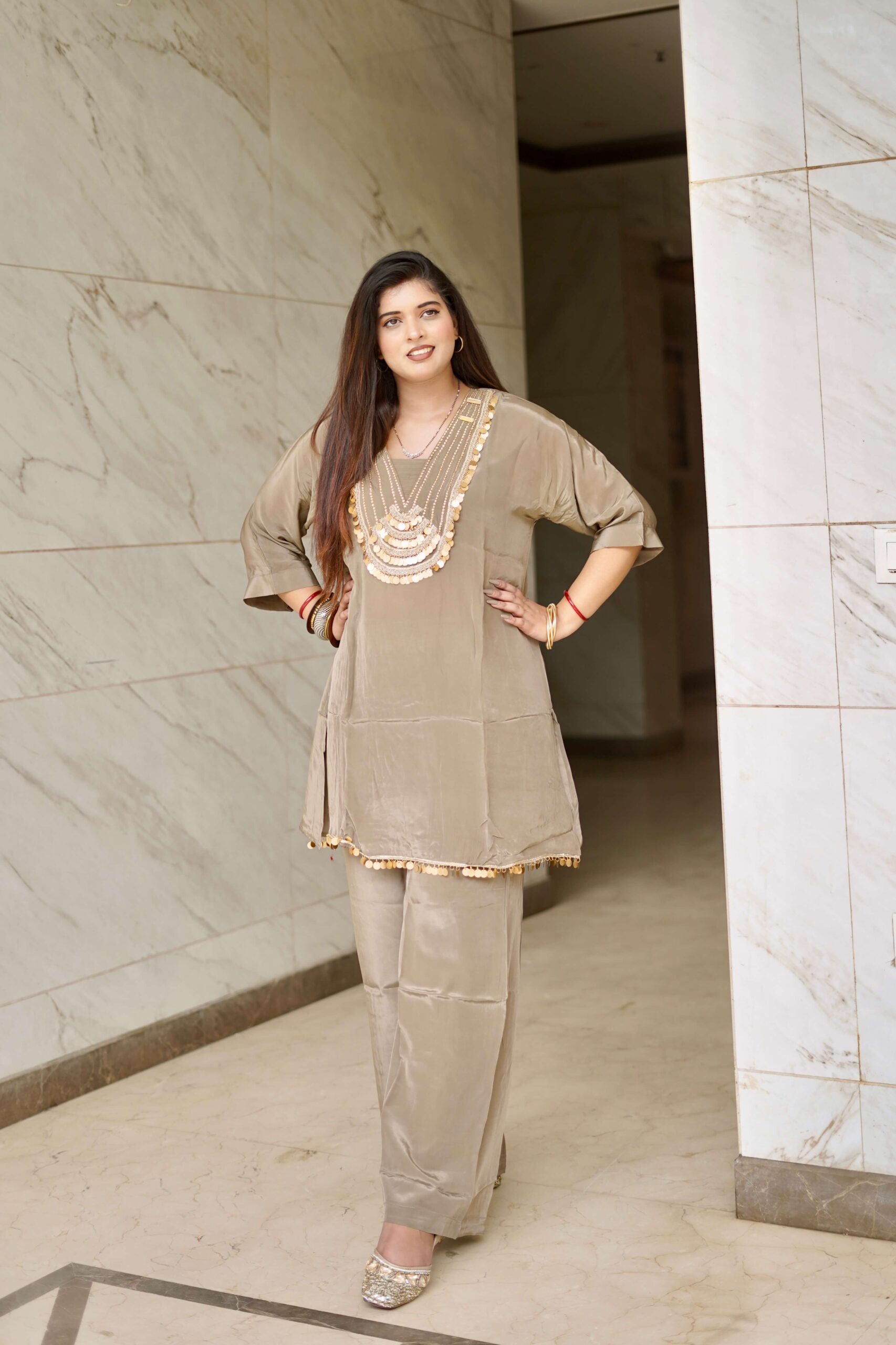 Luxe Satin Co-ord Set by Sarwadhya Couture