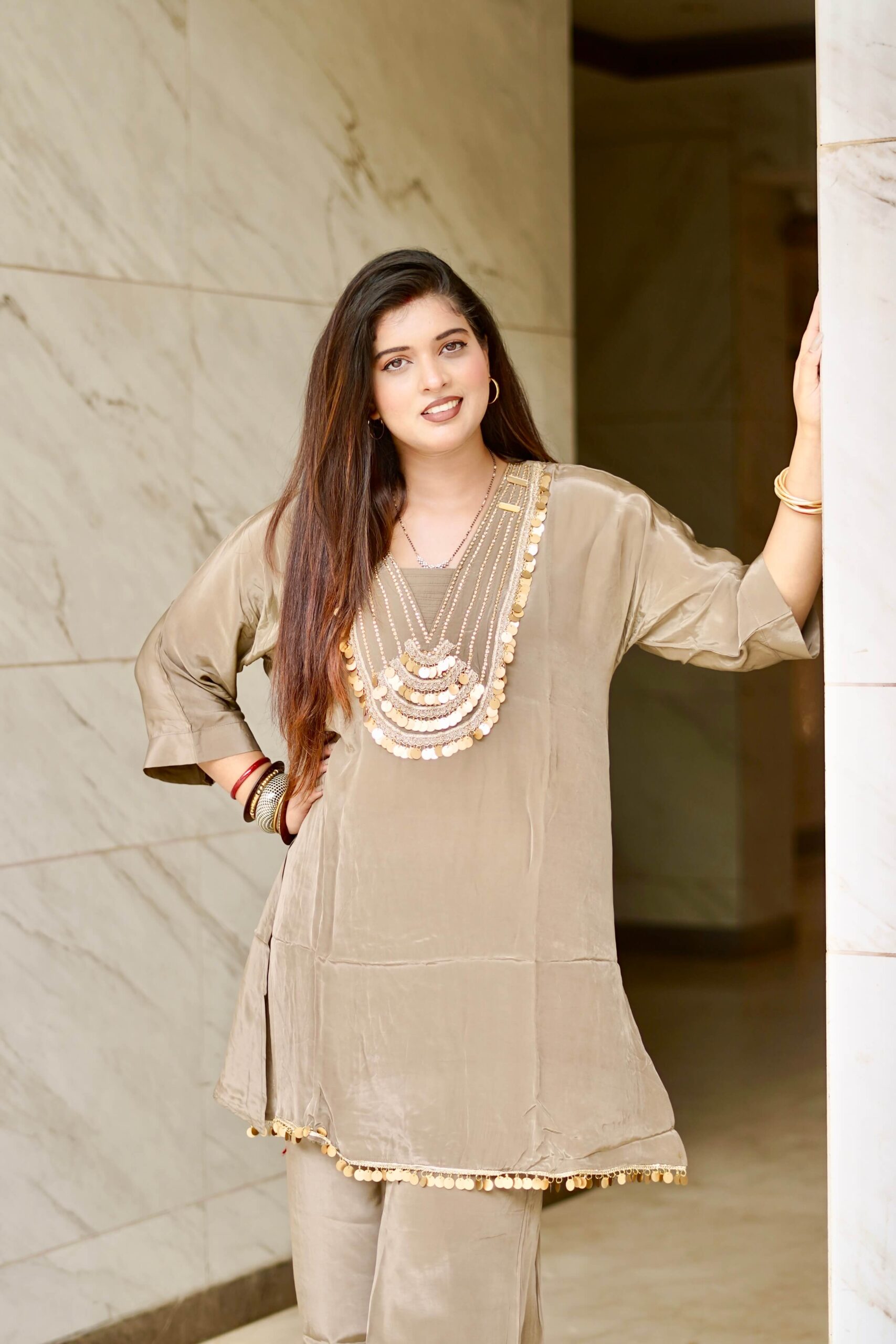 Luxe Satin Co-ord Set by Sarwadhya Couture - Image 4