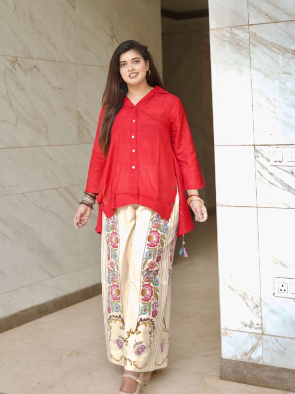 Scarlet Bloom Embroidered Co-ord Set