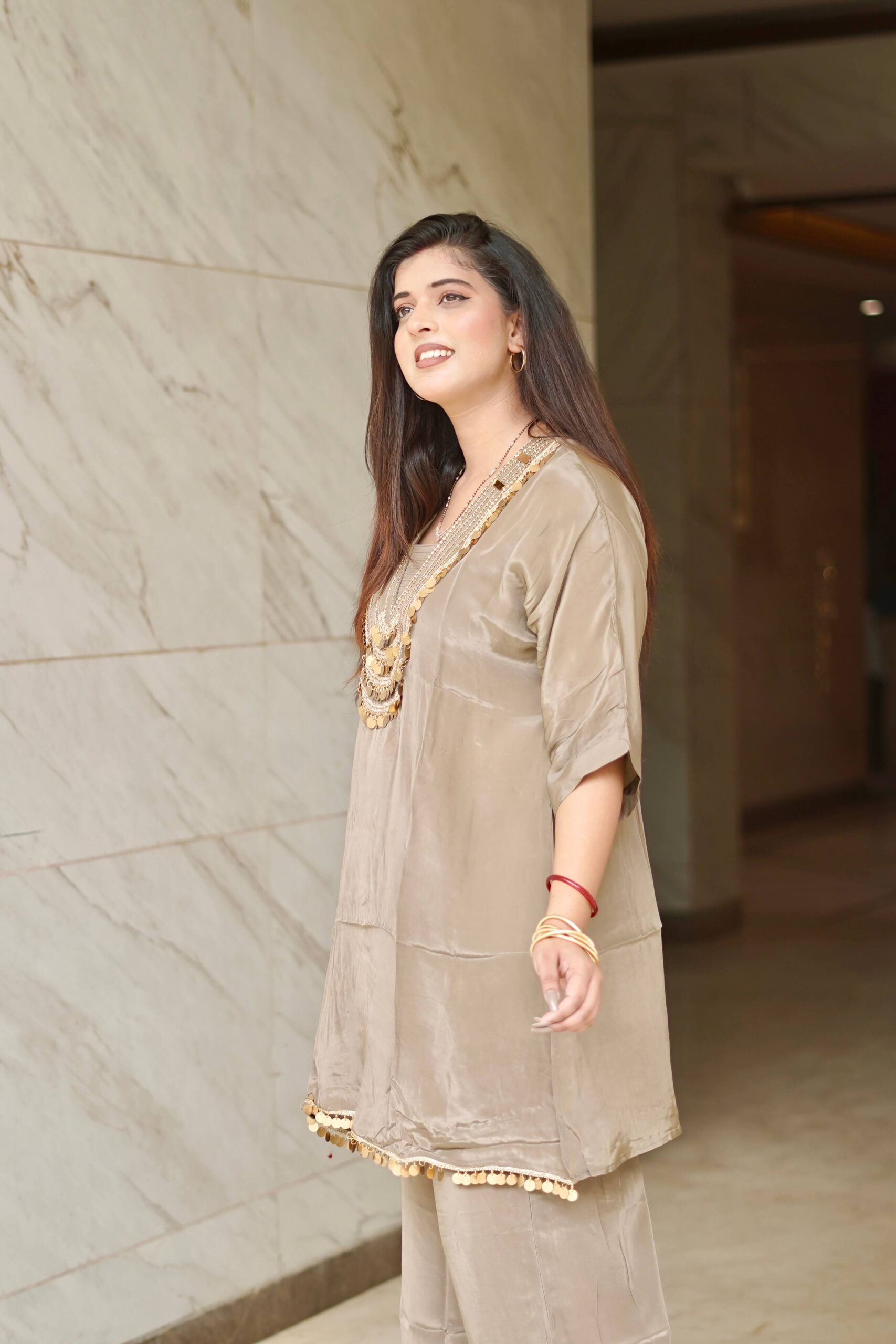 Luxe Satin Co-ord Set by Sarwadhya Couture - Image 2