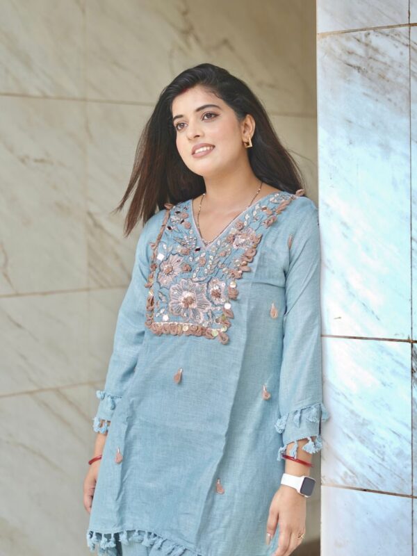 Sky Blue Embroidered Co-ord Set
