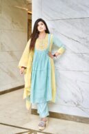 Aqua Grace Embroidered Kurta Set with Dupatta