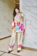 Floral Bloom Satin Kurta Set with Dupatta