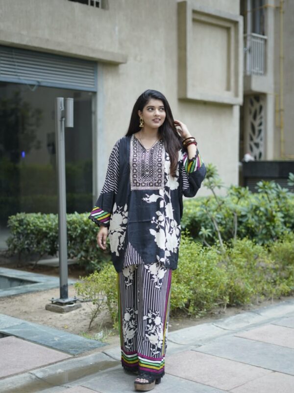 Midnight Bloom Embroidered Co-ord Set
